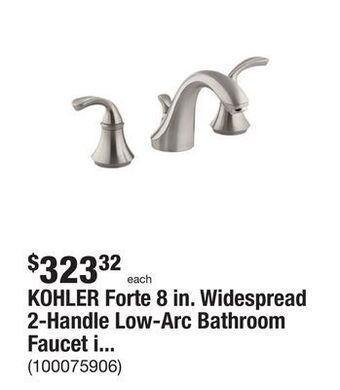 The Home Depot Kohler forte 8 in. widespread 2-handle low-arc bathroom faucet in vibrant brushed nickel with sculpted lever handles offer