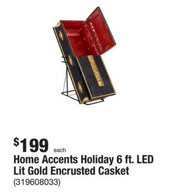 The Home Depot Home accents holiday 6 ft. led lit gold encrusted casket offer