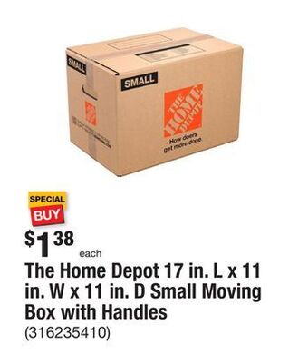 The Home Depot The home depot 17 in. l x 11 in. w x 11 in. d small moving box with handles offer