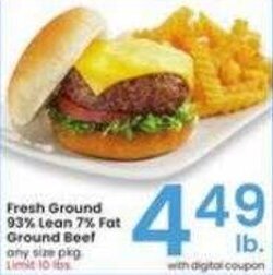 Albertsons Fresh Ground 93% Lean 7% Fat Ground Beef any size pkg offer