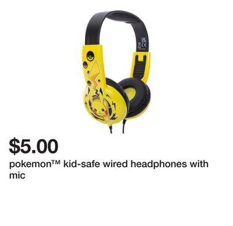 Five Below Pokemon™ kid-safe wired headphones with mic offer