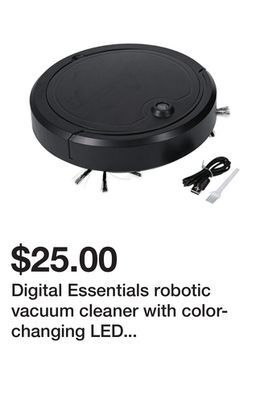 Five Below Digital essentials robotic vacuum cleaner with color-changing led lights offer