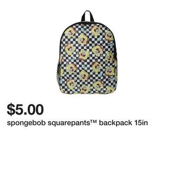 Five Below Spongebob squarepants™ backpack 15in offer