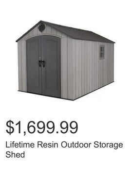 Costco Lifetime resin outdoor storage shed offer