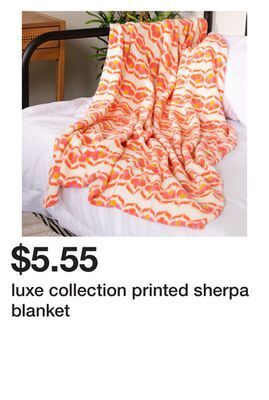 Five Below Luxe collection printed sherpa blanket offer