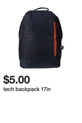 Five Below Tech backpack 17in offer