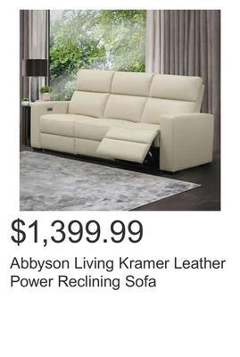 Costco Abbyson living kramer leather power reclining sofa offer