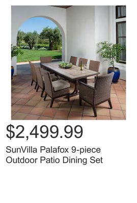 Costco Sunvilla palafox 9-piece outdoor patio dining set offer