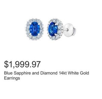 Costco Blue sapphire and diamond 14kt white gold earrings offer