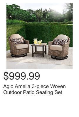 Costco Agio amelia 3-piece woven outdoor patio seating set offer