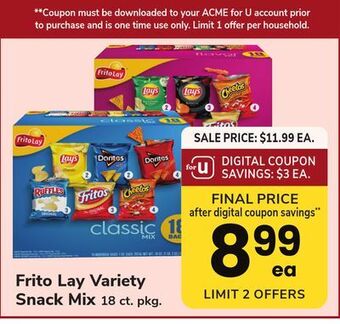 ACME Frito lay variety snack mix offer