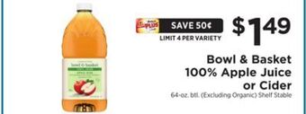 ShopRite 100% apple juice or cider offer