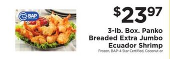 ShopRite 3-lb. box. panko breaded extra jumbo ecuador shrimp offer