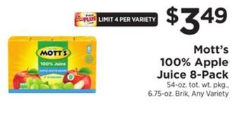 ShopRite 100% apple juice 8-pack offer