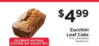 ShopRite Zucchini loaf cake offer
