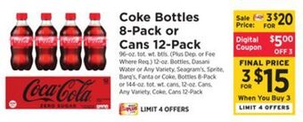 ShopRite Bottles 8-pack or cans 12-pack offer
