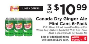 ShopRite Ginger ale mini cans 6-pack offer