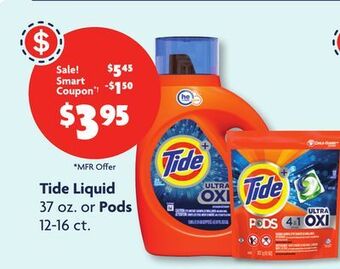 Family Dollar Tide liquid 37 oz. or pods 12-16 ct. offer