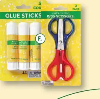 Family Dollar Glue sticks 3 ct. or 5 in. kids scissors 2 pk. f. offer