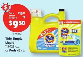 Family Dollar Tide simply liquid 115-128 oz. or pods 43 ct. offer