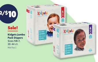 Family Dollar Kidgets jumbo pack diapers offer