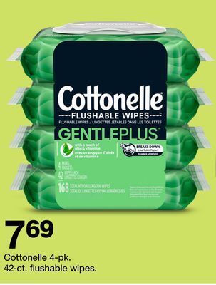 Target Cottonelle 4-pk. 42-ct. flushable wipes offer