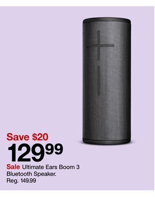 Target Ultimate ears boom 3 bluetooth speaker offer