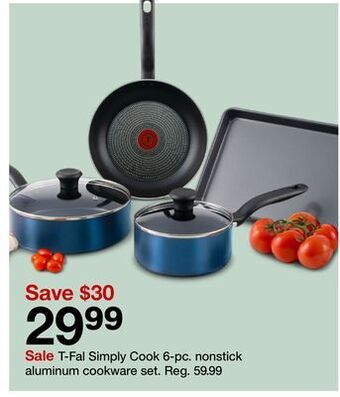 Target T-fal simply cook 6-pc. nonstick aluminum cookware set offer