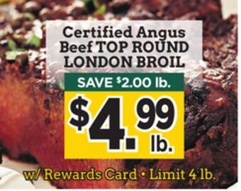 Dearborn Market Certified angus beef top round london broil offer