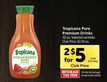 Safeway Tropicana Pure Premium Drinks 52 oz offer