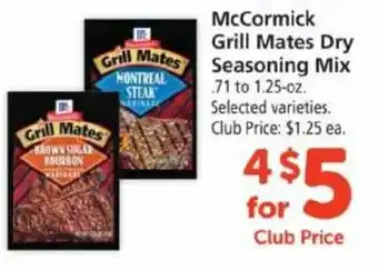 Safeway McCormick Grill Mates Dry Seasoning Mix .71-1.25 oz offer