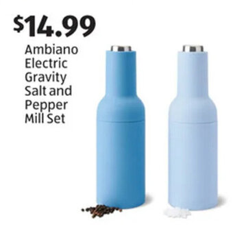 Aldi Ambiano Electric Gravity Salt and Pepper Mill Set offer