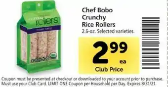 Safeway Chef Bobo Crunchy Rice Rollers 2.6 oz offer