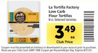 Safeway La Tortilla Factory Low Carb Flour Tortillas offer