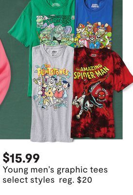 JC Penney Young men's graphic tees offer