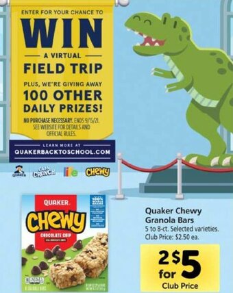 Safeway Quaker Chewy Granola Bars offer