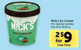 Safeway Nick's Ice Cream offer