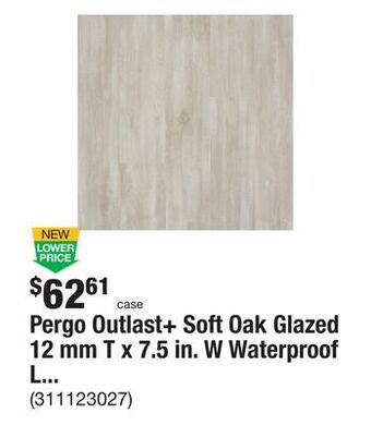 The Home Depot Pergo outlast+ soft oak glazed 12 mm t x 7.5 in. w waterproof laminate wood flooring (19.6 sqft/case) offer