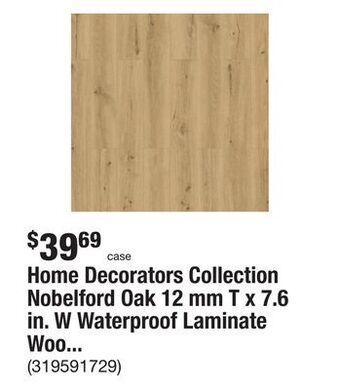 The Home Depot Home decorators collection nobelford oak 12 mm t x 7.6 in. w waterproof laminate wood flooring (16 sqft/case) offer