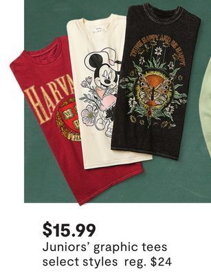 JC Penney Juniors' graphic tees offer