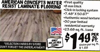 Ollie's American concepts water resist laminate flooring offer