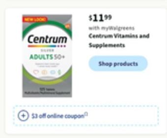 Walgreens Centrum vitamins and supplements offer