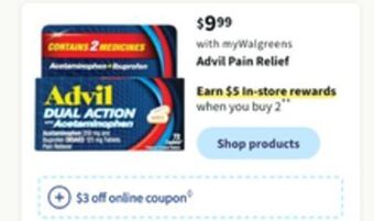 Walgreens Advil pain relief offer