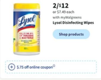 Walgreens Lysol disinfecting wipes offer