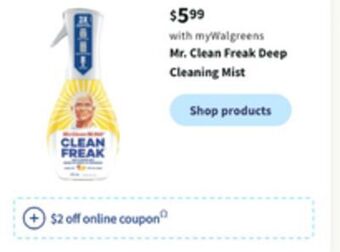 Walgreens Mr. clean freak deep cleaning mist offer