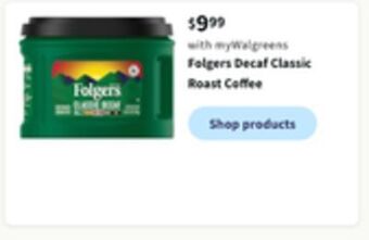 Walgreens Folgers decaf classic roast coffee offer