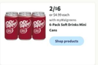 Walgreens 6-pack soft drinks mini cans offer