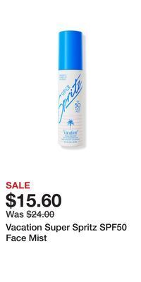 Ulta Beauty Vacation super spritz spf50 face mist offer