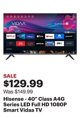Best Buy Hisense - 40 class a4g series led full hd 1080p smart vidaa tv offer