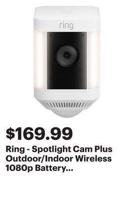Best Buy Ring - spotlight cam plus outdoor/indoor wireless 1080p battery surveillance camera - white offer